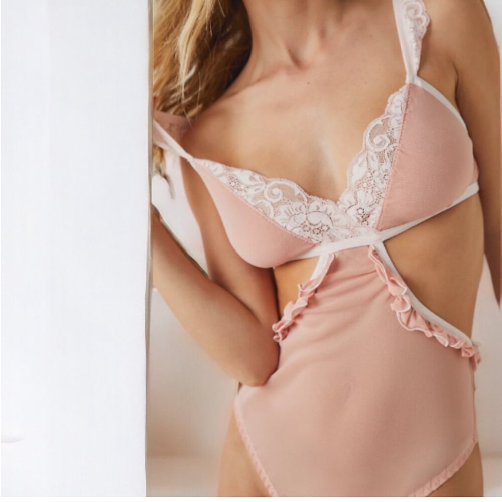 NWT we are hah free people key to your heart bodysuit womens pink - Picture 2 of 12